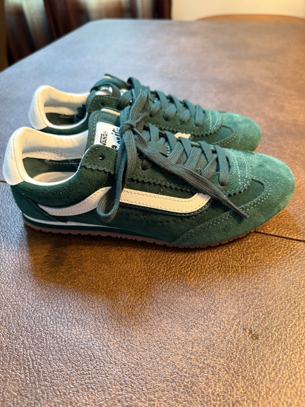 Vans Super LowPro Sneakers, Suede Emerald Green, 6 US Women/5 US Men